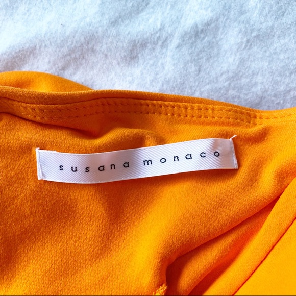 SUSANA MONACO Strapless Ruffle Bodycon Mini Dress Popsicle Orange Large NEW NWT - Picture 7 of 9